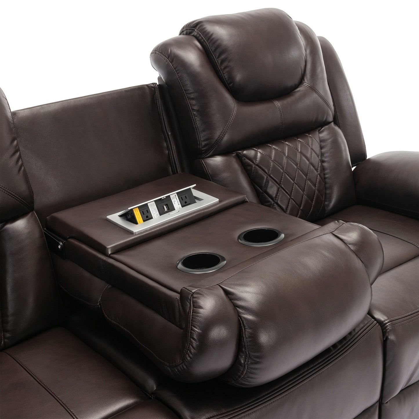 Roomfitters Manual Rocking Recliner Chair with Center Console, Perfect Home Theater Seating for Living Room