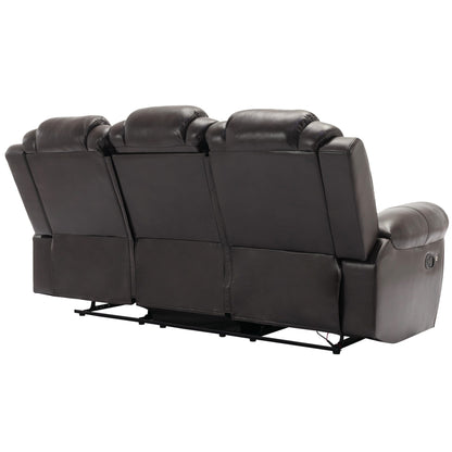 Roomfitters Manual Rocking Recliner Chair with Center Console, Perfect Home Theater Seating for Living Room