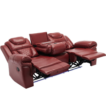 Roomfitters Manual Rocking Recliner Chair with Center Console, Perfect Home Theater Seating for Living Room