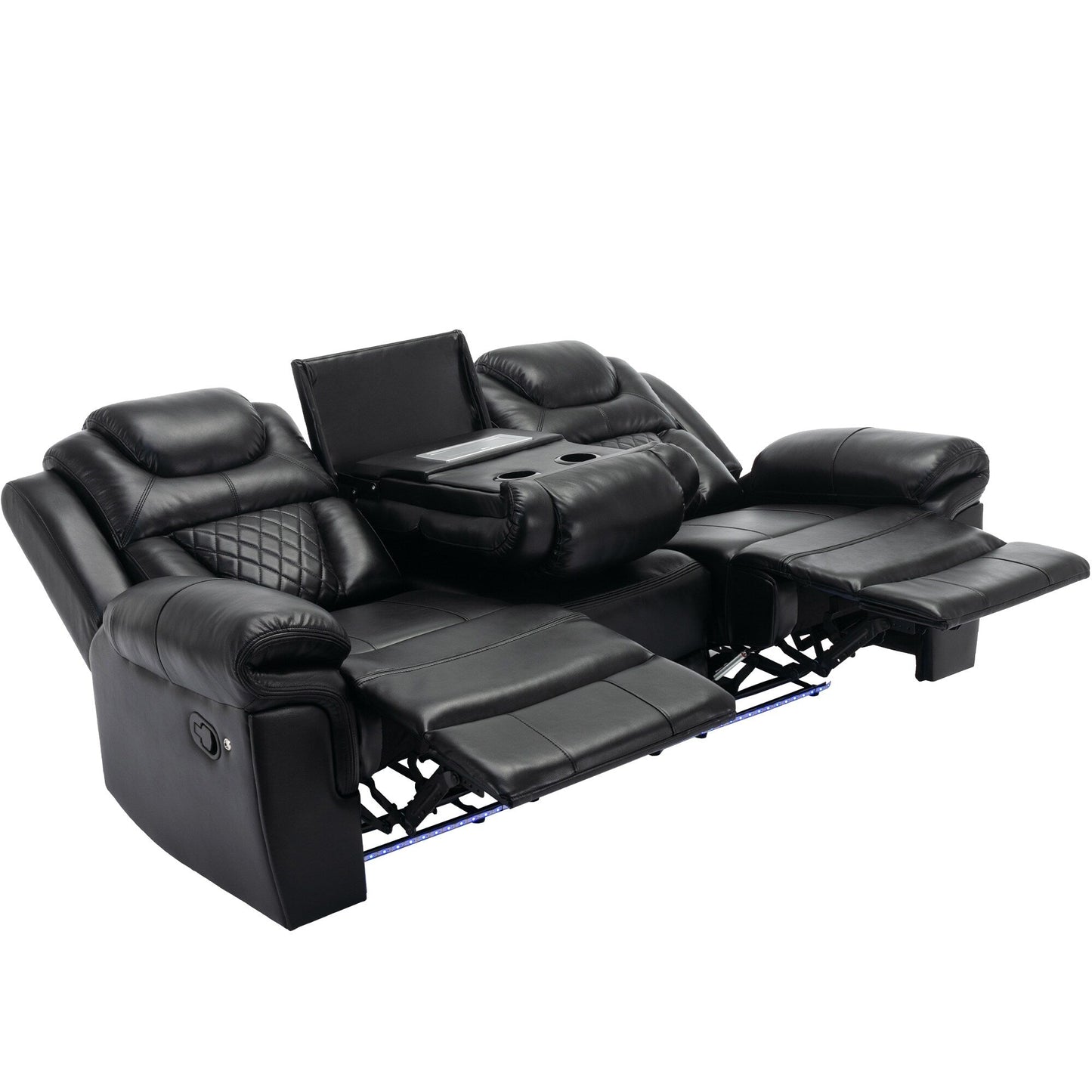 Roomfitters Manual Rocking Recliner Chair with Center Console, Perfect Home Theater Seating for Living Room