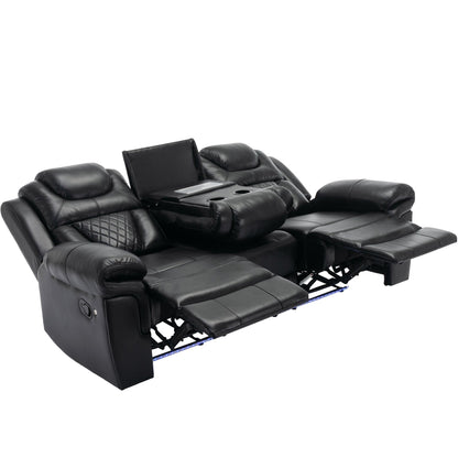 Roomfitters Manual Rocking Recliner Chair with Center Console, Perfect Home Theater Seating for Living Room