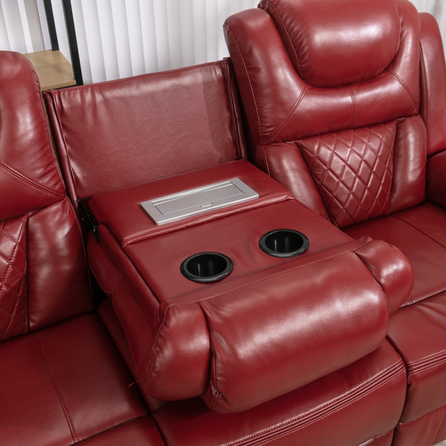 Roomfitters Manual Rocking Recliner Chair with Center Console, Perfect Home Theater Seating for Living Room