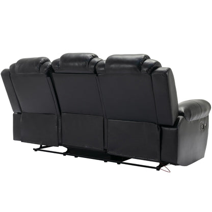 Roomfitters Manual Rocking Recliner Chair with Center Console, Perfect Home Theater Seating for Living Room