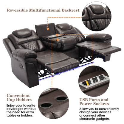 Roomfitters Manual Rocking Recliner Chair with Center Console, Perfect Home Theater Seating for Living Room