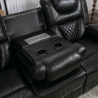 Roomfitters Manual Rocking Recliner Chair with Center Console, Perfect Home Theater Seating for Living Room