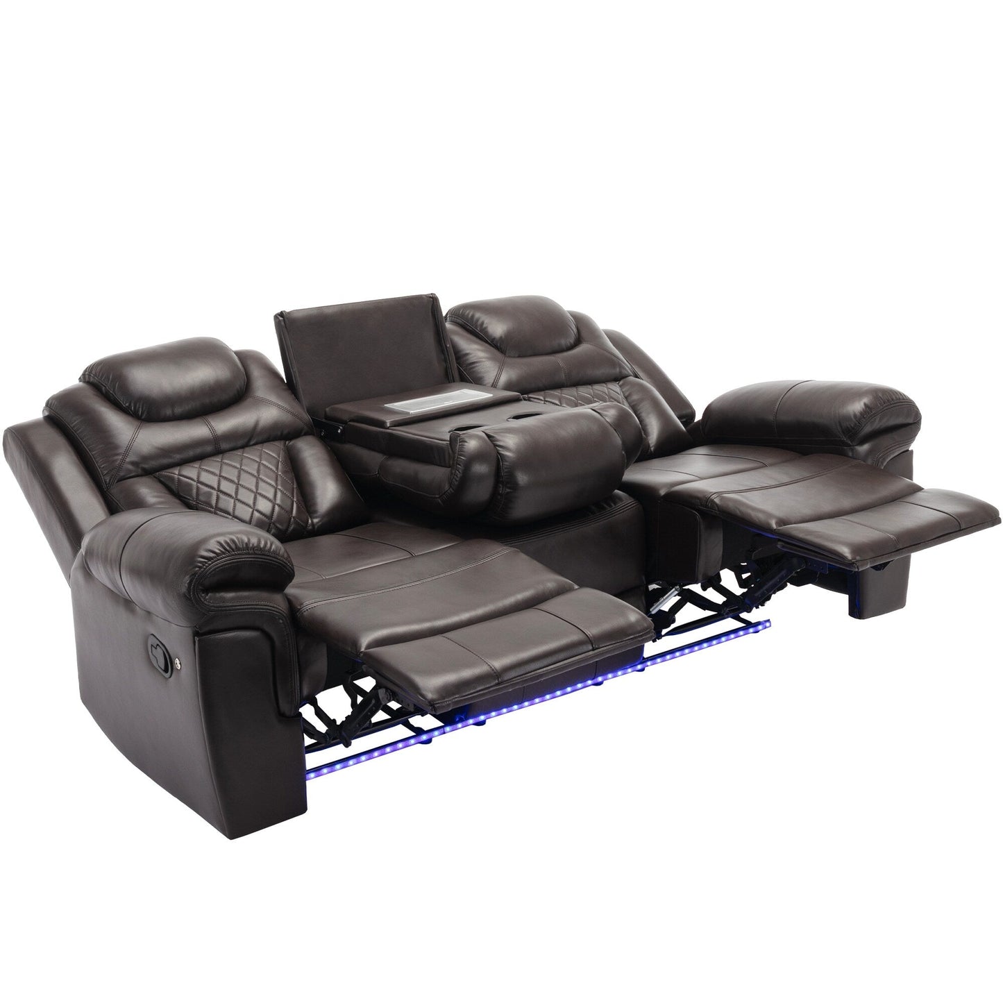 Roomfitters Manual Rocking Recliner Chair with Center Console, Perfect Home Theater Seating for Living Room