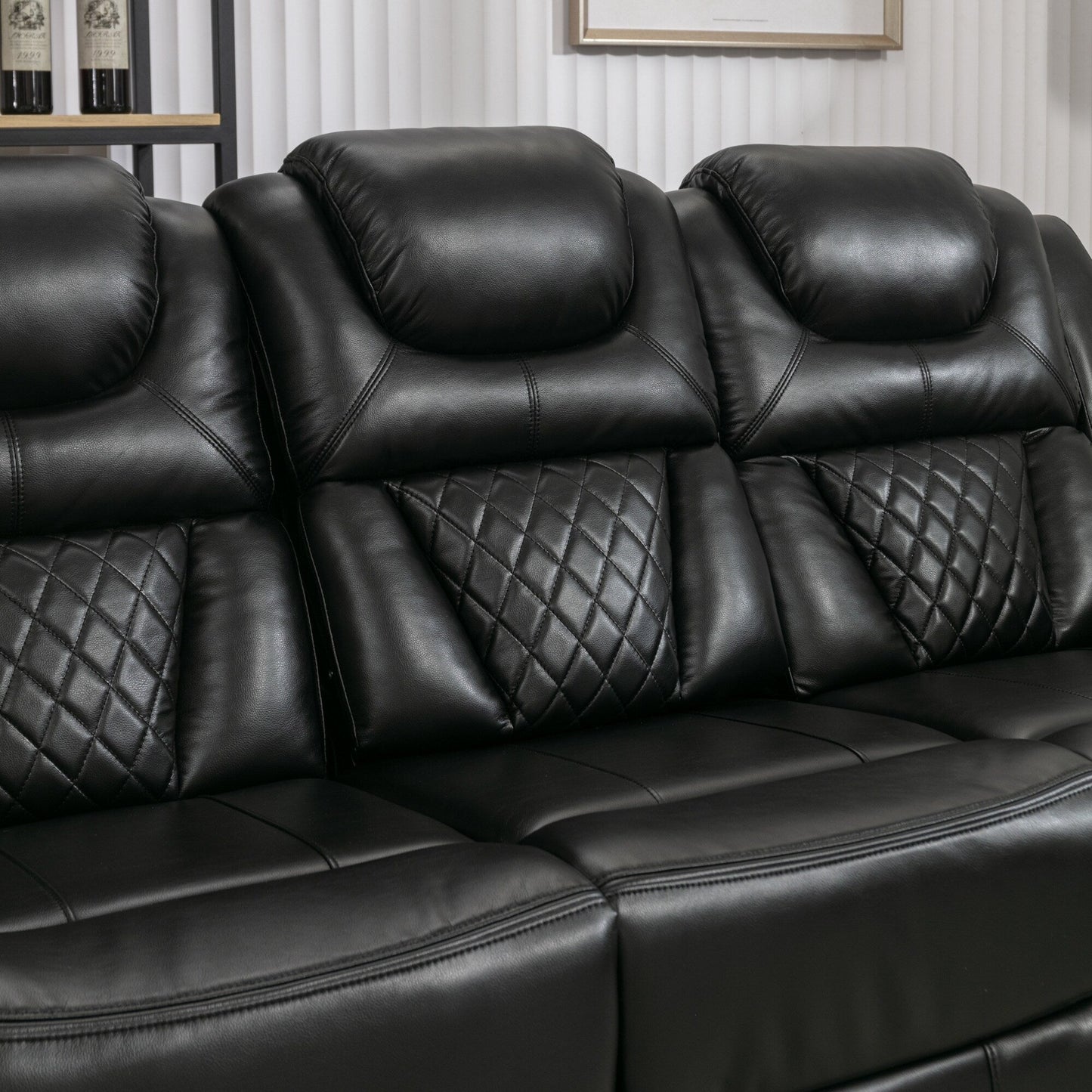 Roomfitters Manual Rocking Recliner Chair with Center Console, Perfect Home Theater Seating for Living Room