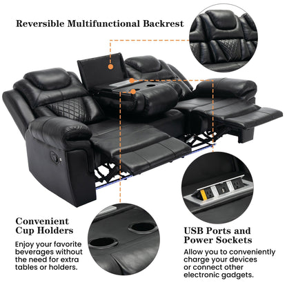 Roomfitters Manual Rocking Recliner Chair with Center Console, Perfect Home Theater Seating for Living Room