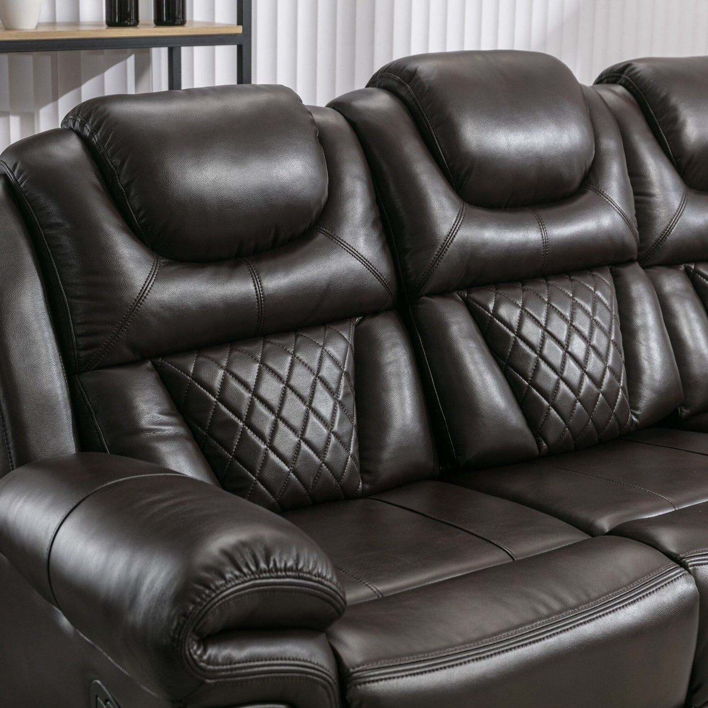Roomfitters Manual Rocking Recliner Chair with Center Console, Perfect Home Theater Seating for Living Room