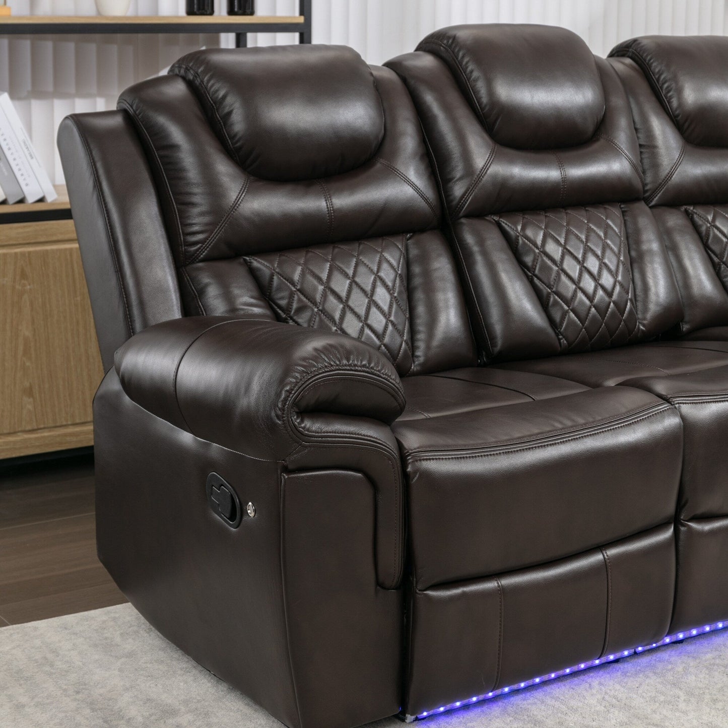 Roomfitters Manual Rocking Recliner Chair with Center Console, Perfect Home Theater Seating for Living Room