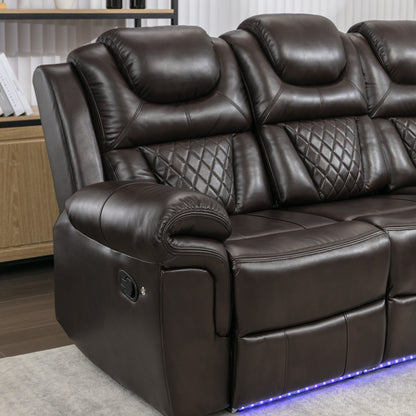Roomfitters Manual Rocking Recliner Chair with Center Console, Perfect Home Theater Seating for Living Room