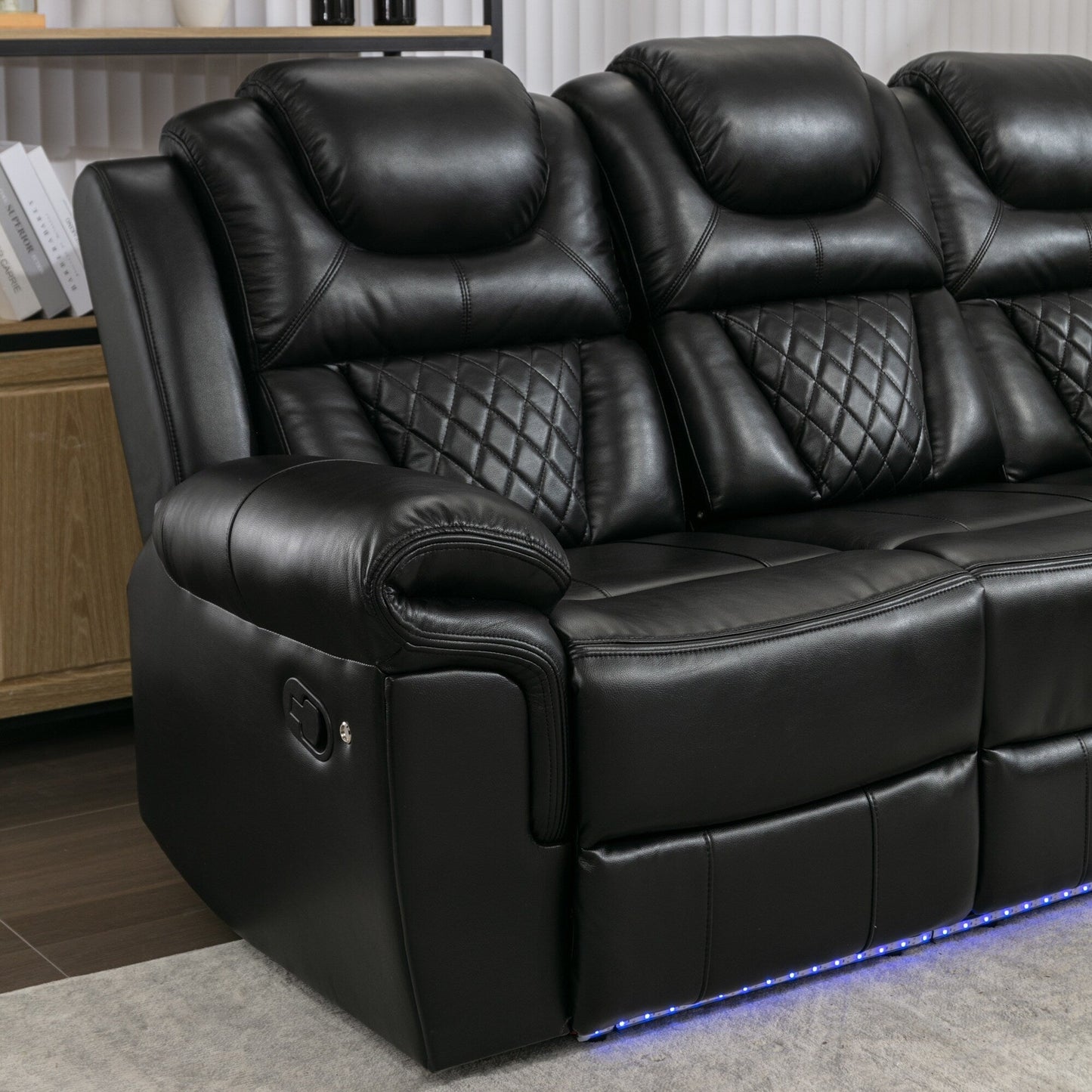 Roomfitters Manual Rocking Recliner Chair with Center Console, Perfect Home Theater Seating for Living Room