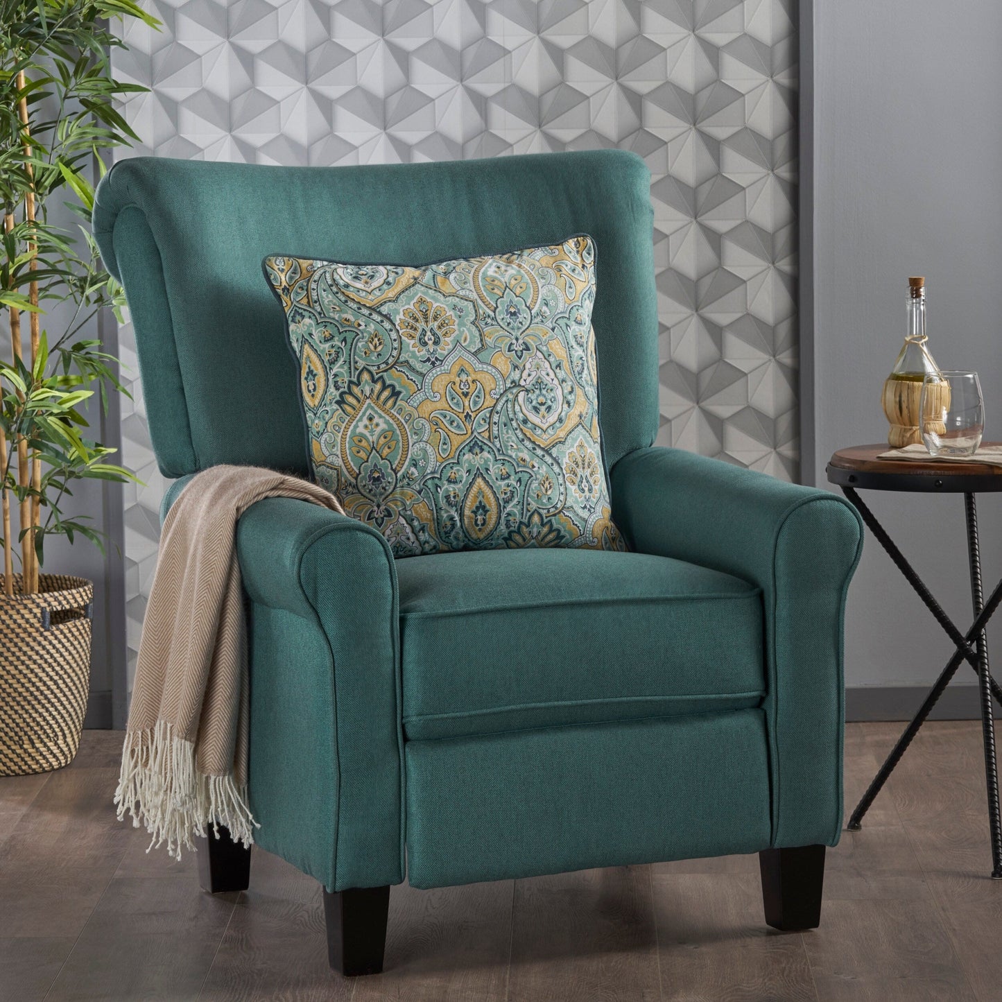 Roomfitters Manual Standard Recliner, Comfortable Lounge Chair for Living Room, Bedroom, Teal