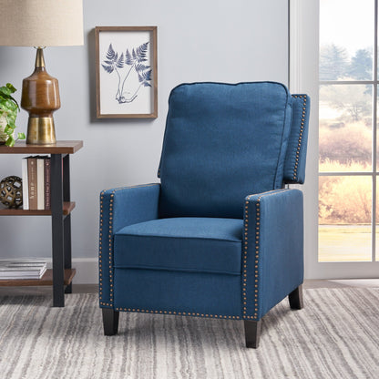 Roomfitters Manual Standard Recliner, Compact Recliner for Living Room, Bedroom, Navy Blue
