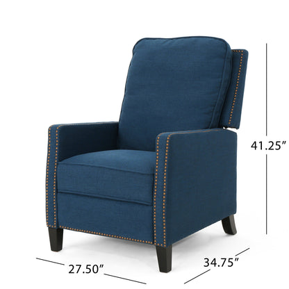Roomfitters Manual Standard Recliner, Compact Recliner for Living Room, Bedroom, Navy Blue