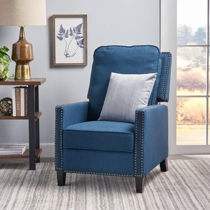Roomfitters Manual Standard Recliner, Compact Recliner for Living Room, Bedroom, Navy Blue