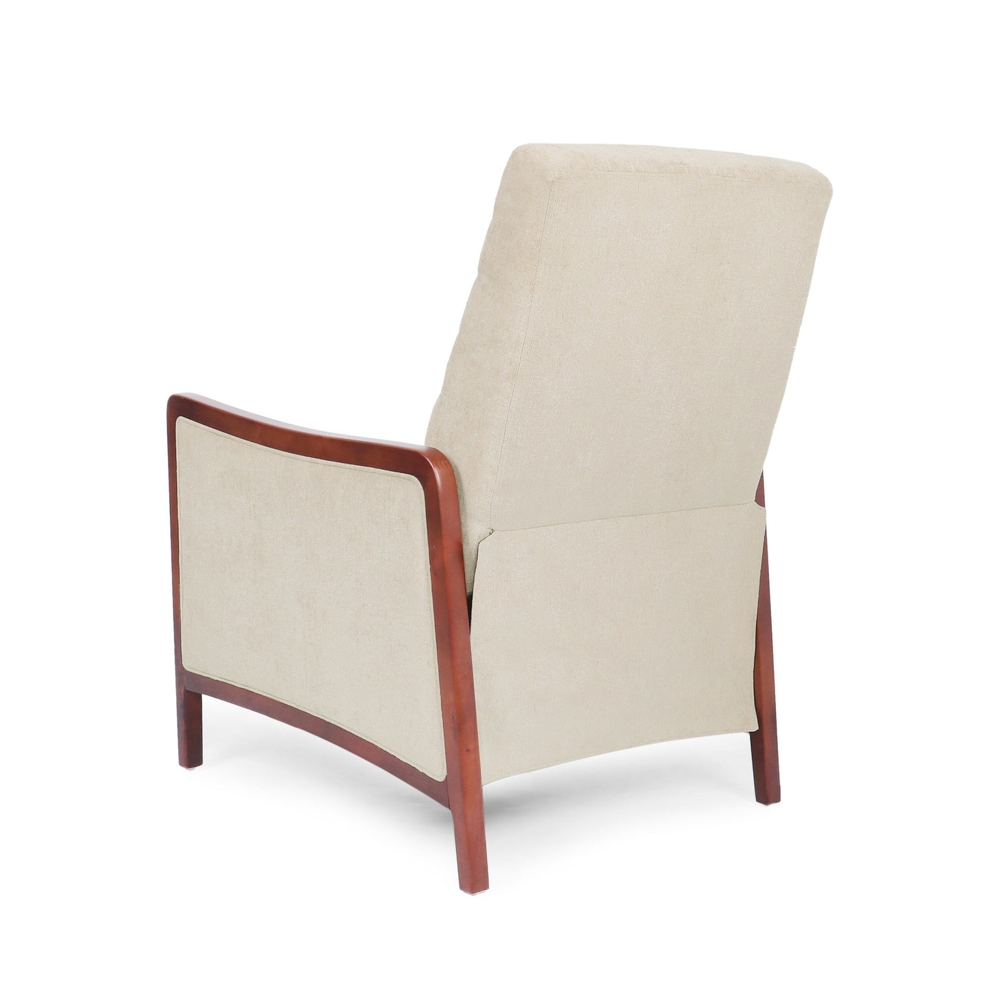 Roomfitters Mid Century Modern Fabric Channel Stitch Wood Pushback Recliner, Elegant Recliner for Living Room