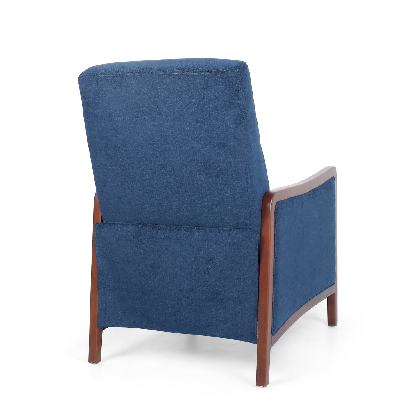Roomfitters Mid Century Modern Fabric Channel Stitch Wood Pushback Recliner, Elegant Recliner for Living Room