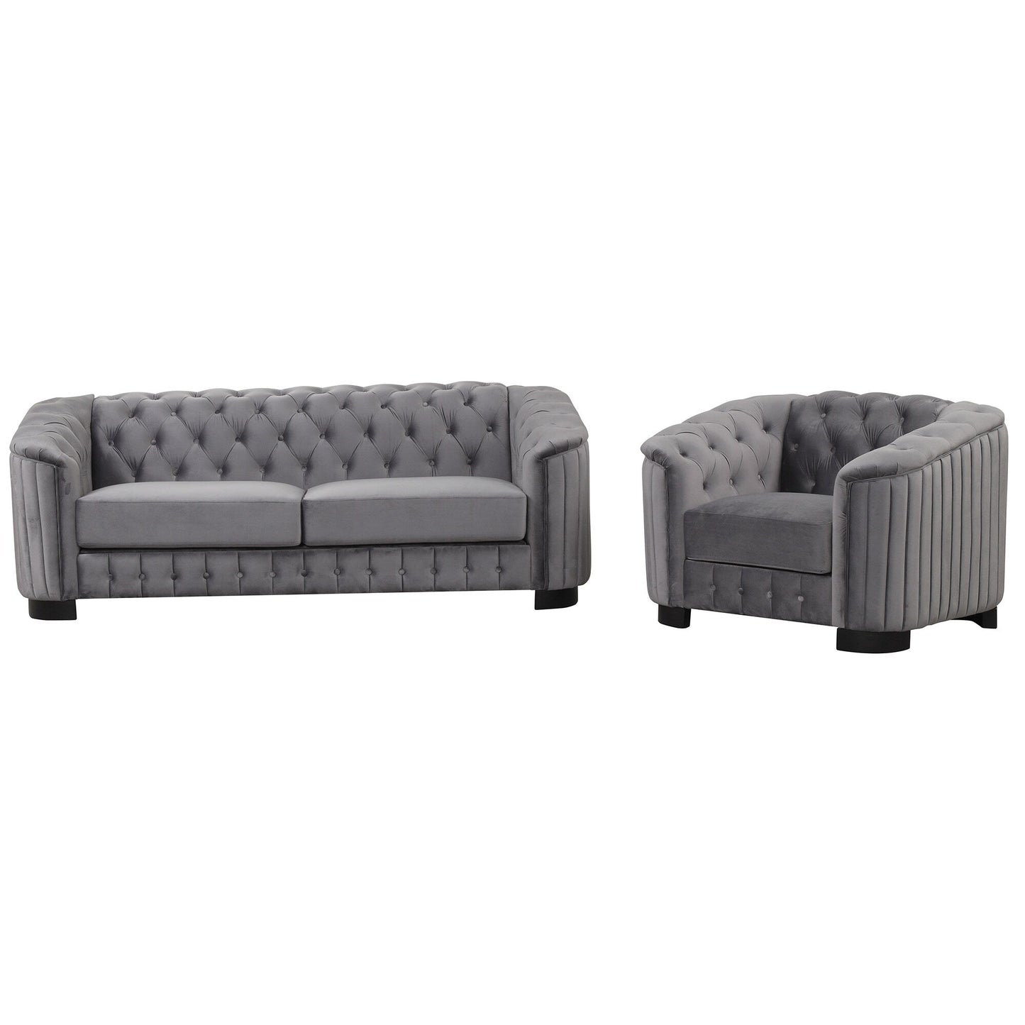 Roomfitters Modern 3-Piece Velvet Sofa Set with Rubber Wood Legs Includes Three-Seat Sofa Loveseat and Chair for Living Room