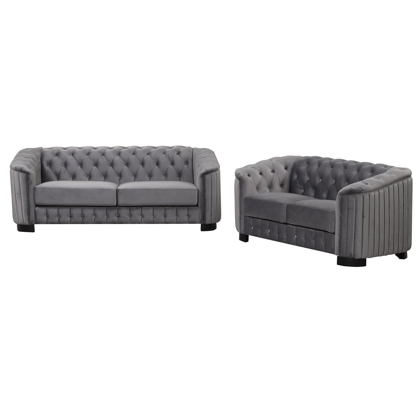 Roomfitters Modern 3-Piece Velvet Sofa Set with Rubber Wood Legs Includes Three-Seat Sofa Loveseat and Chair for Living Room