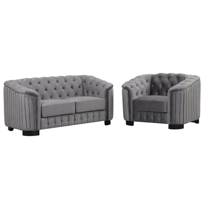 Roomfitters Modern 3-Piece Velvet Sofa Set with Rubber Wood Legs Includes Three-Seat Sofa Loveseat and Chair for Living Room