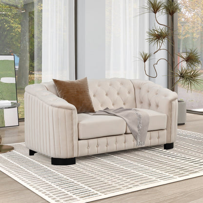 Roomfitters Modern 3-Piece Velvet Sofa Set with Rubber Wood Legs Includes Three-Seat Sofa Loveseat and Chair for Living Room