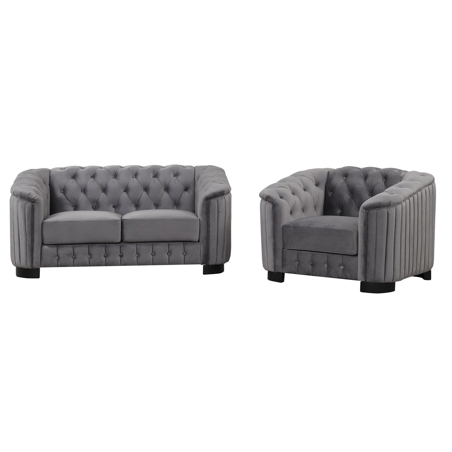 Roomfitters Modern 3-Piece Velvet Sofa Set with Rubber Wood Legs Includes Three-Seat Sofa Loveseat and Chair for Living Room