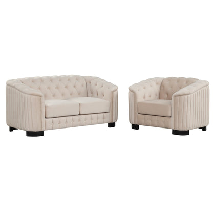 Roomfitters Modern 3-Piece Velvet Sofa Set with Rubber Wood Legs Includes Three-Seat Sofa Loveseat and Chair for Living Room