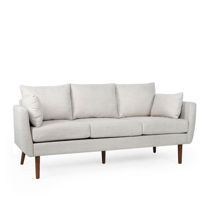 Roomfitters Modern 3-Seater Sofa with Sleek Upholstered Cushions and Tapered Wood Legs for Living Room