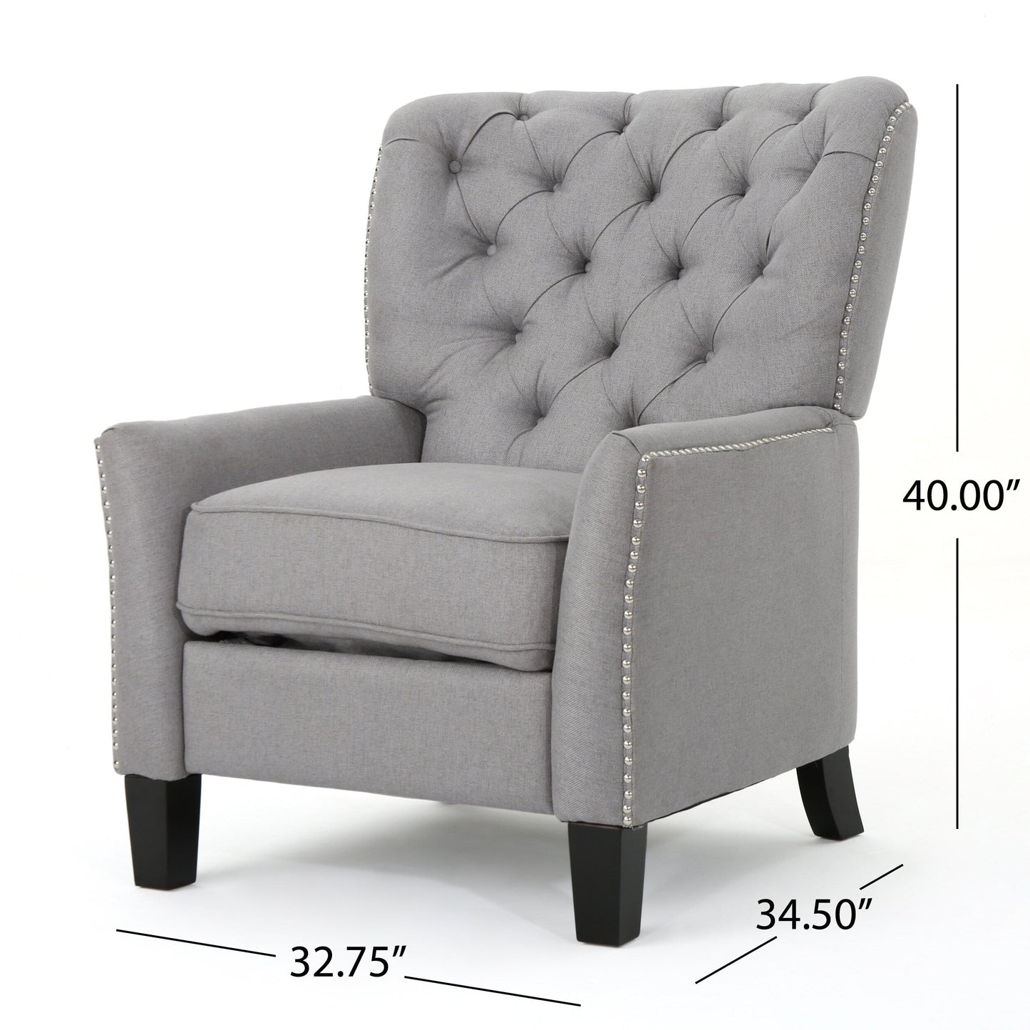 Roomfitters Modern Fabric Push Back Recliner, Comfortable Lounge Chair for Living Room, Bedroom