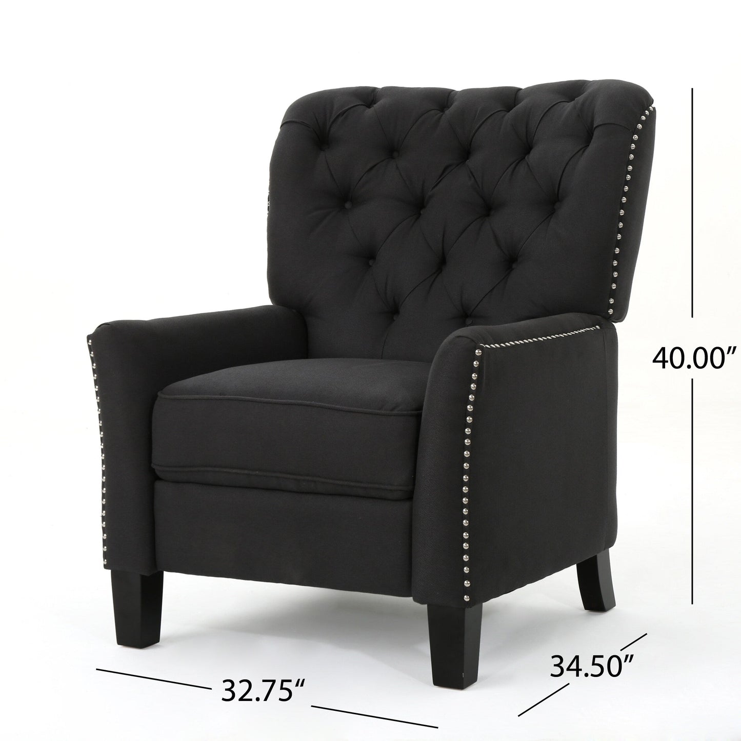 Roomfitters Modern Fabric Push Back Recliner, Comfortable Lounge Chair for Living Room, Bedroom