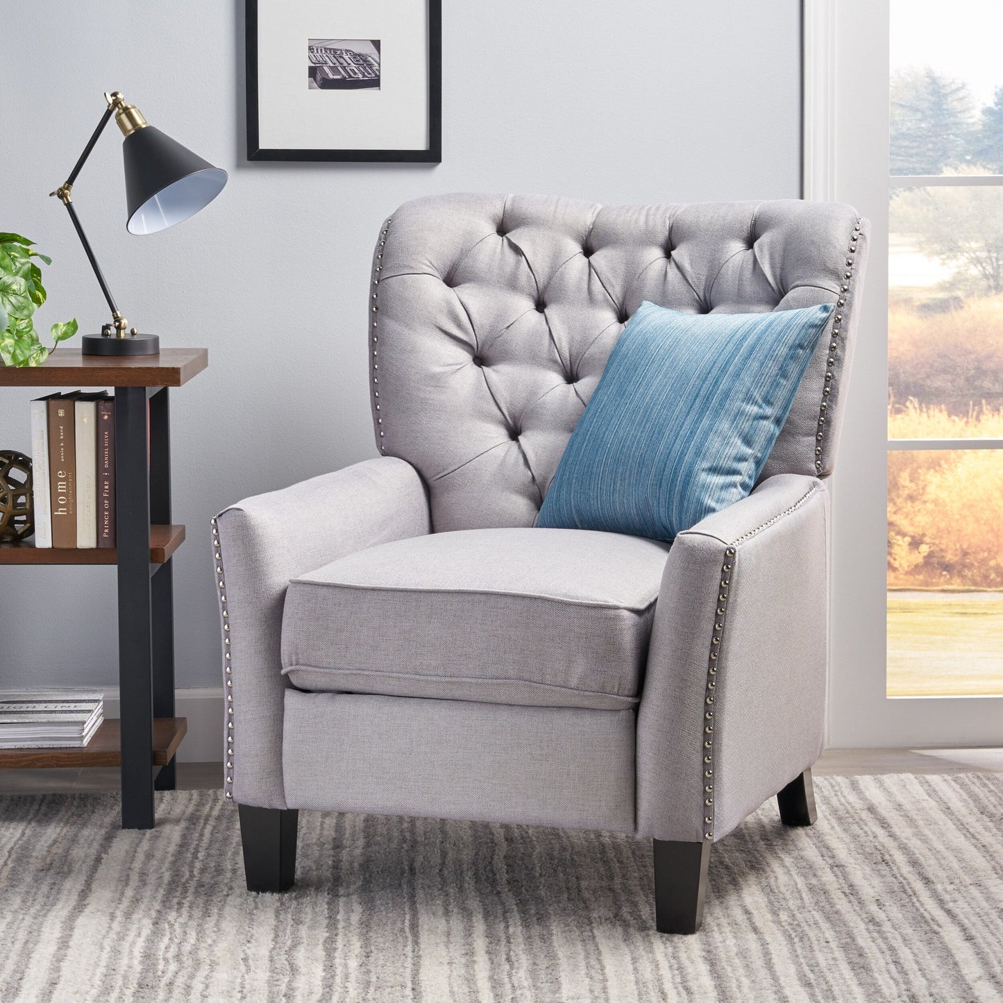 Roomfitters Modern Fabric Push Back Recliner, Comfortable Lounge Chair for Living Room, Bedroom