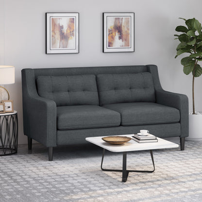 Roomfitters Modern Upholstered Sofa, Button-Tufted Couch with Curved Armrests and Comfortable Cushions