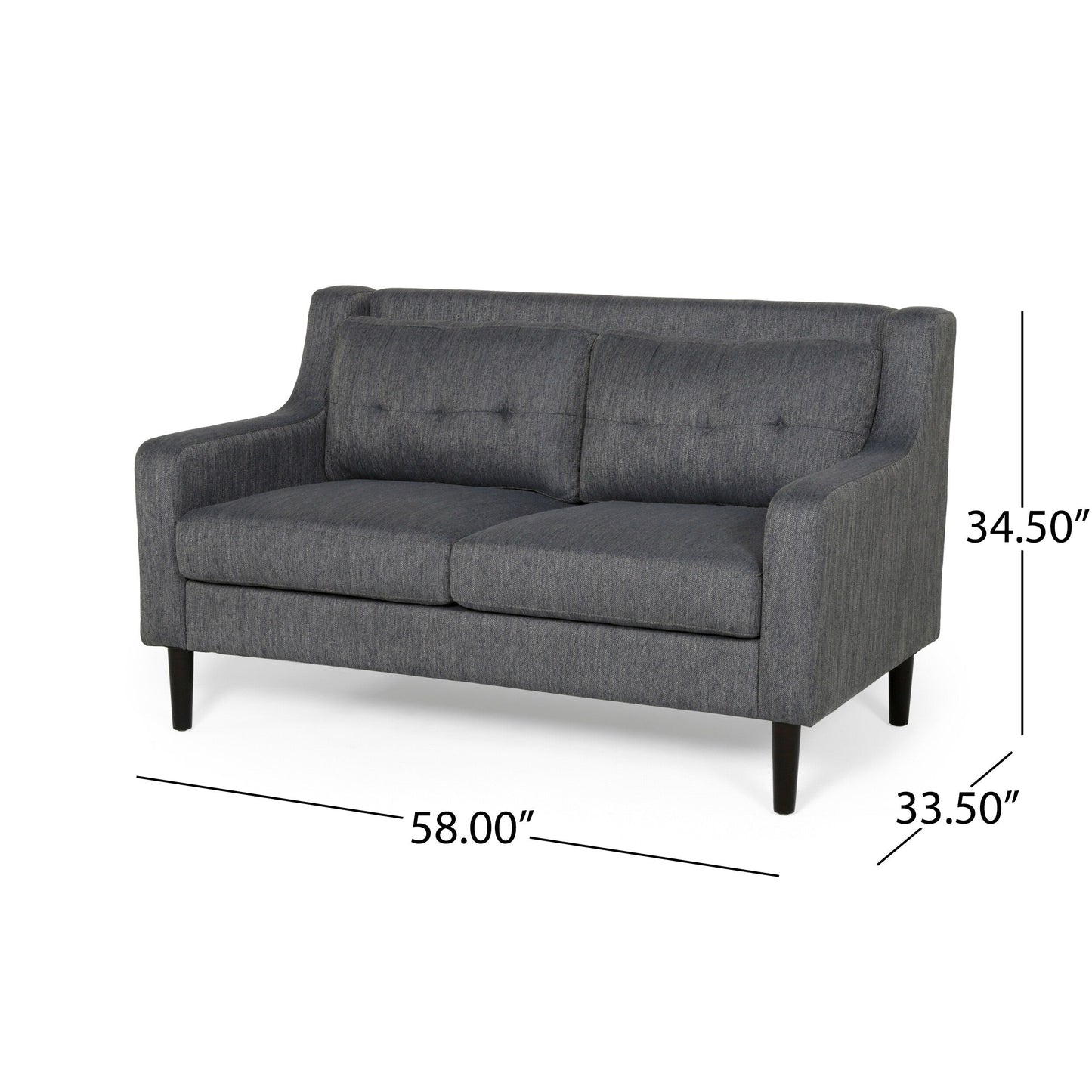 Roomfitters Modern Upholstered Sofa, Button-Tufted Couch with Curved Armrests and Comfortable Cushions