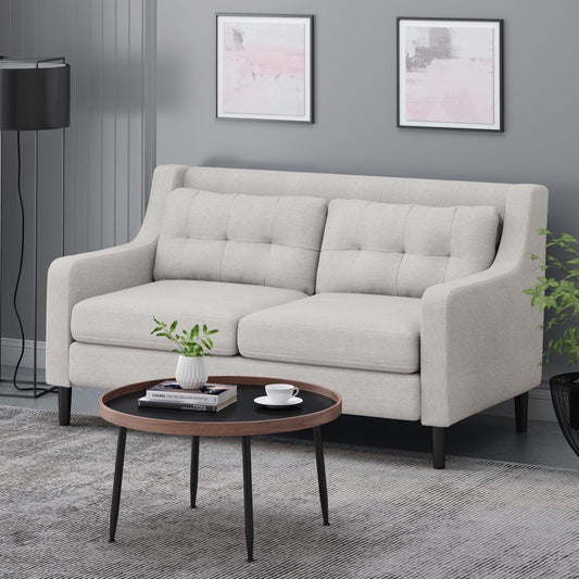 Roomfitters Modern Upholstered Sofa, Button-Tufted Couch with Curved Armrests and Comfortable Cushions