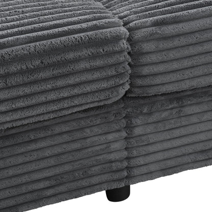 Roomfitters Oversized Loveseat Chaise Lounge Sectional Sofa Bed, Corduroy Sleeper with USB Ports, Cup Holders