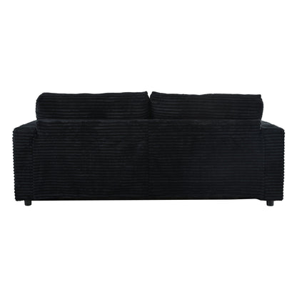 Roomfitters Oversized Loveseat Chaise Lounge Sectional Sofa Bed, Corduroy Sleeper with USB Ports, Cup Holders