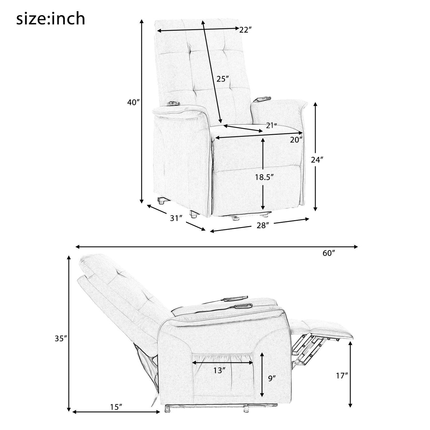 Roomfitters Power Lift Recliner Chair with Adjustable Massage and Smooth Lifting Mechanism