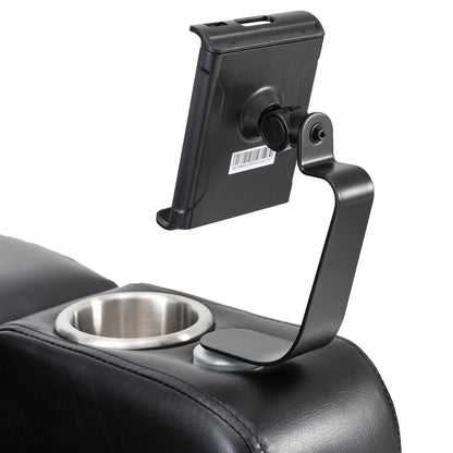 Roomfitters Premium Power Recliner with Storage Arms, Cup Holders, Swivel Tray Table, and Cell Phone Stand, Black