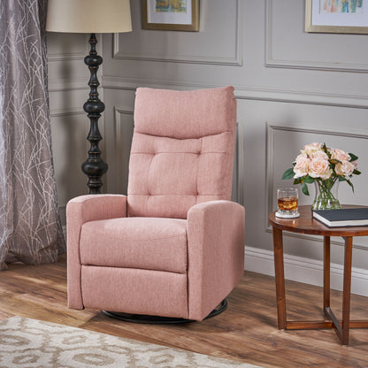 Roomfitters Swivel Recliner Chair with Tufted Back and Metal Base, Push-Back Reclining Lounge Chair for Living Room