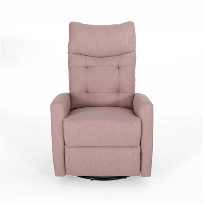 Roomfitters Swivel Recliner Chair with Tufted Back and Metal Base, Push-Back Reclining Lounge Chair for Living Room