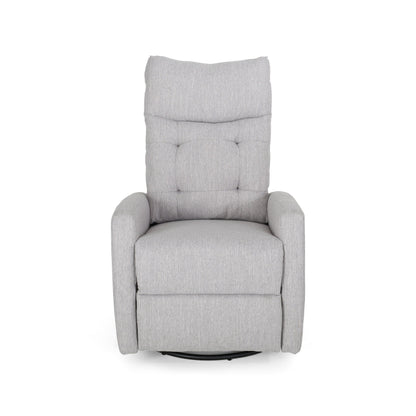 Roomfitters Swivel Recliner Chair with Tufted Back and Metal Base, Push-Back Reclining Lounge Chair for Living Room