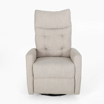 Roomfitters Swivel Recliner Chair with Tufted Back and Metal Base, Push-Back Reclining Lounge Chair for Living Room