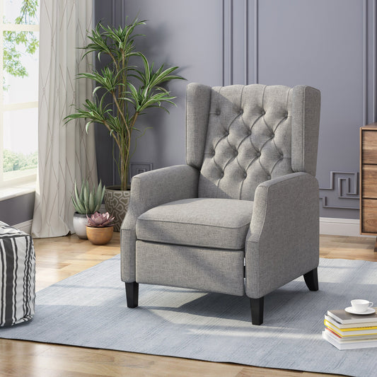 Roomfitters Tufted Wingback Push-Back Recliner Chair with Flared Arms, Lounge Accent Chair for Living Room