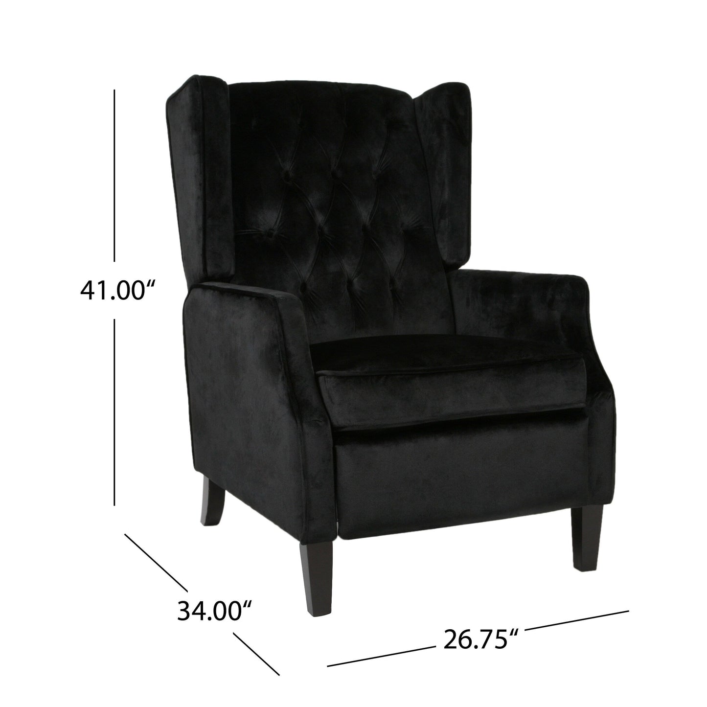 Roomfitters Tufted Wingback Push-Back Recliner Chair with Flared Arms, Lounge Accent Chair for Living Room