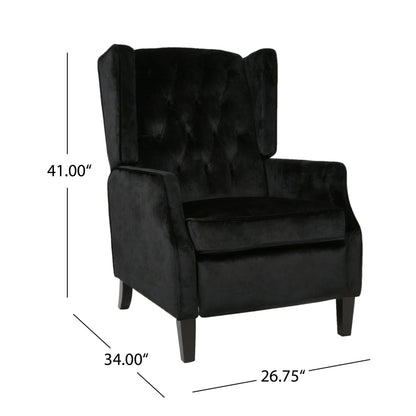 Roomfitters Tufted Wingback Push-Back Recliner Chair with Flared Arms, Lounge Accent Chair for Living Room