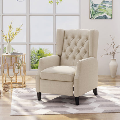 Roomfitters Tufted Wingback Push-Back Recliner Chair with Flared Arms, Lounge Accent Chair for Living Room