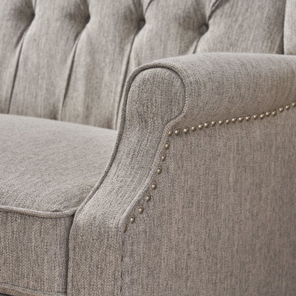 Roomfitters Tufted Wingback Recliner Chair with Rolled Arms and Turned Wood Legs, Lounge Accent Chair for Living Room