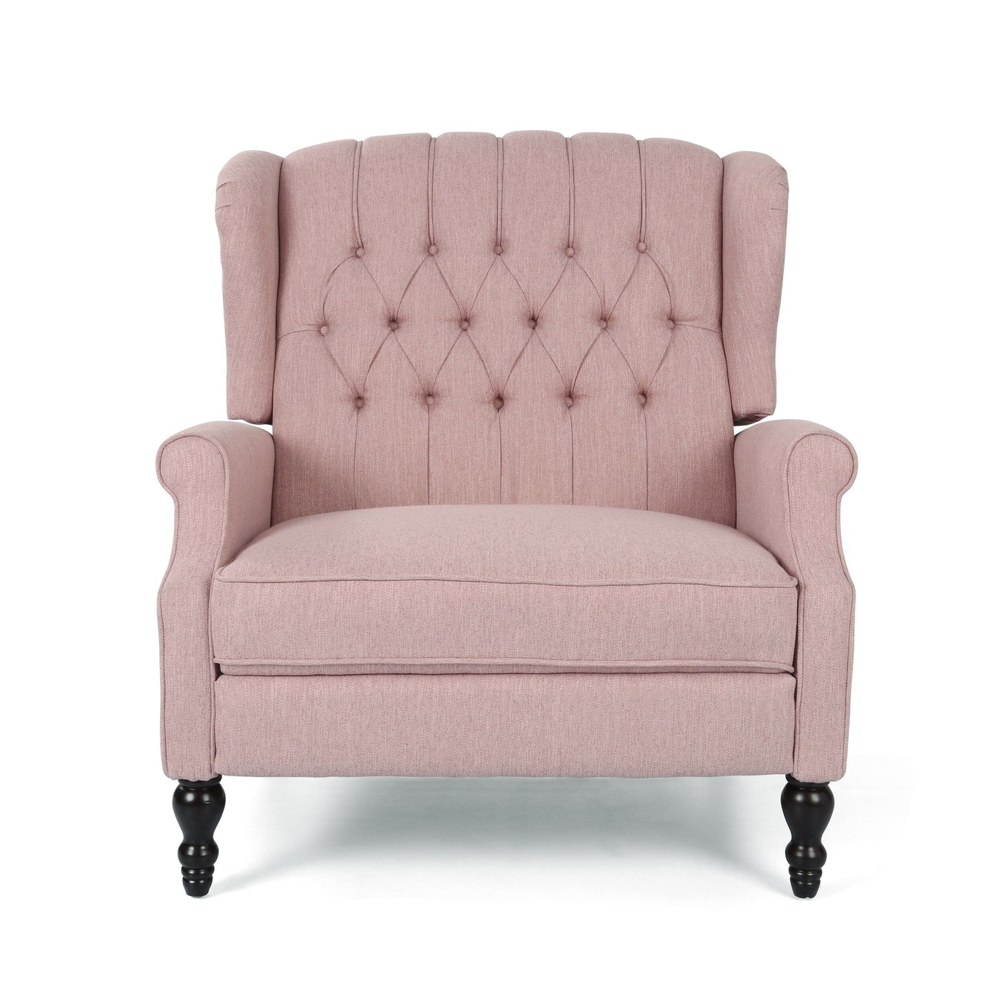 Roomfitters Tufted Wingback Recliner Chair with Rolled Arms and Turned Wood Legs, Lounge Accent Chair for Living Room