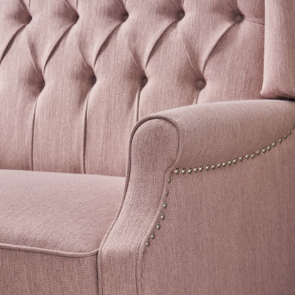 Roomfitters Tufted Wingback Recliner Chair with Rolled Arms and Turned Wood Legs, Lounge Accent Chair for Living Room